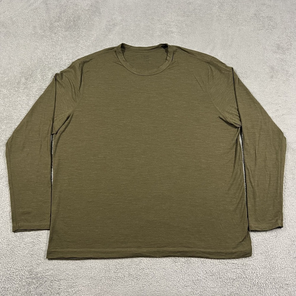 Buck Mason Eddie Bauer T Shirt Mens 2XL Green Merino Wool Blend Long Sleeve Crew